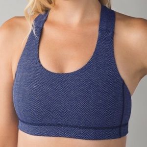 LULULEMON ALL SPORT BRA GIANT HERRINGBONE BLUE 4